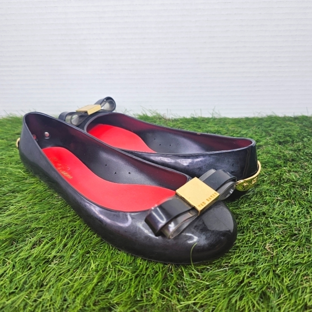 Ted Baker black jelly bow flats